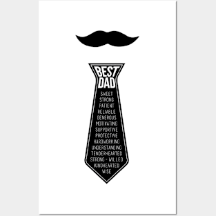 Best Dad Mustache and Tie Posters and Art